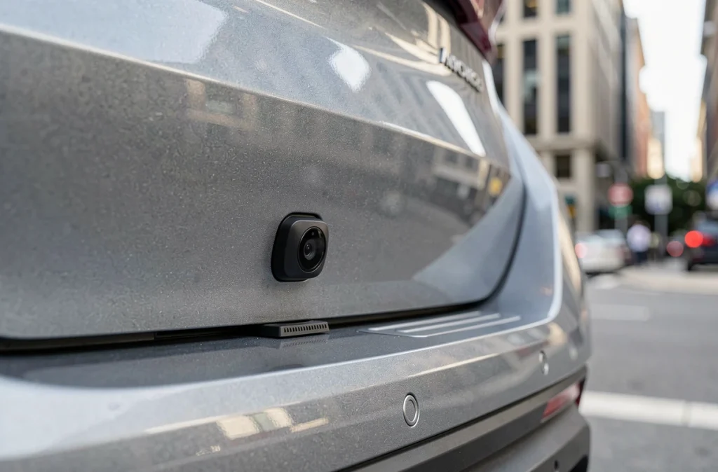 Capteurs et technologie embarquée sur le pare-chocs d'une voiture connectée en milieu urbain